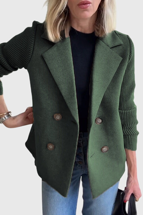 Blazer croisé femme manches contrastées - Vert