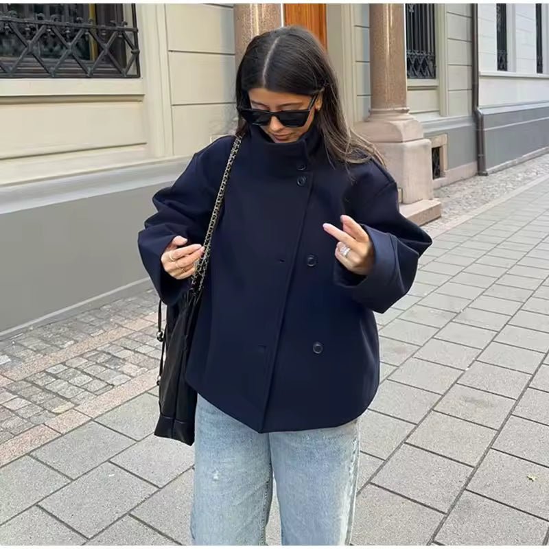 Blazer double boutonnage femme coupe ajustée courte