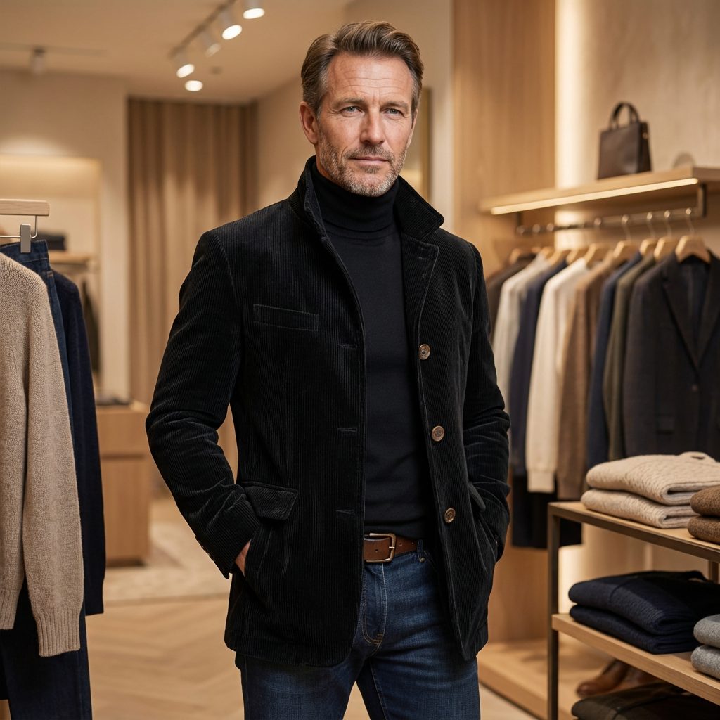 Blazer en velours côtelé homme - Noir