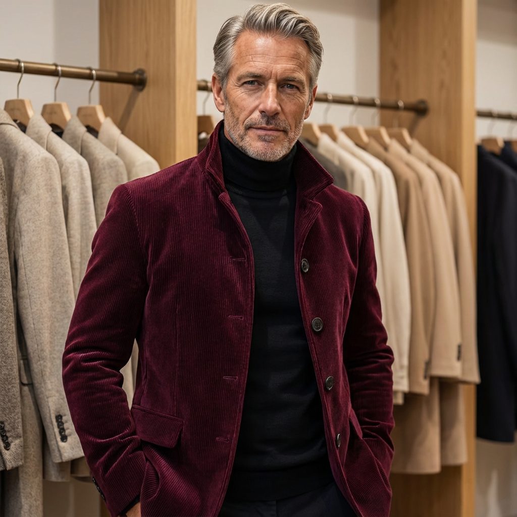 Blazer en velours côtelé homme - Bordeaux