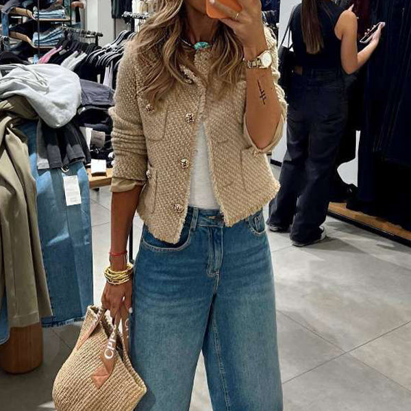 Blazer femme élégant coupe structurée col rond