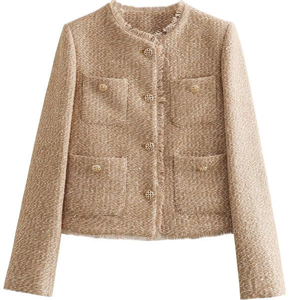Blazer femme élégant coupe structurée col rond