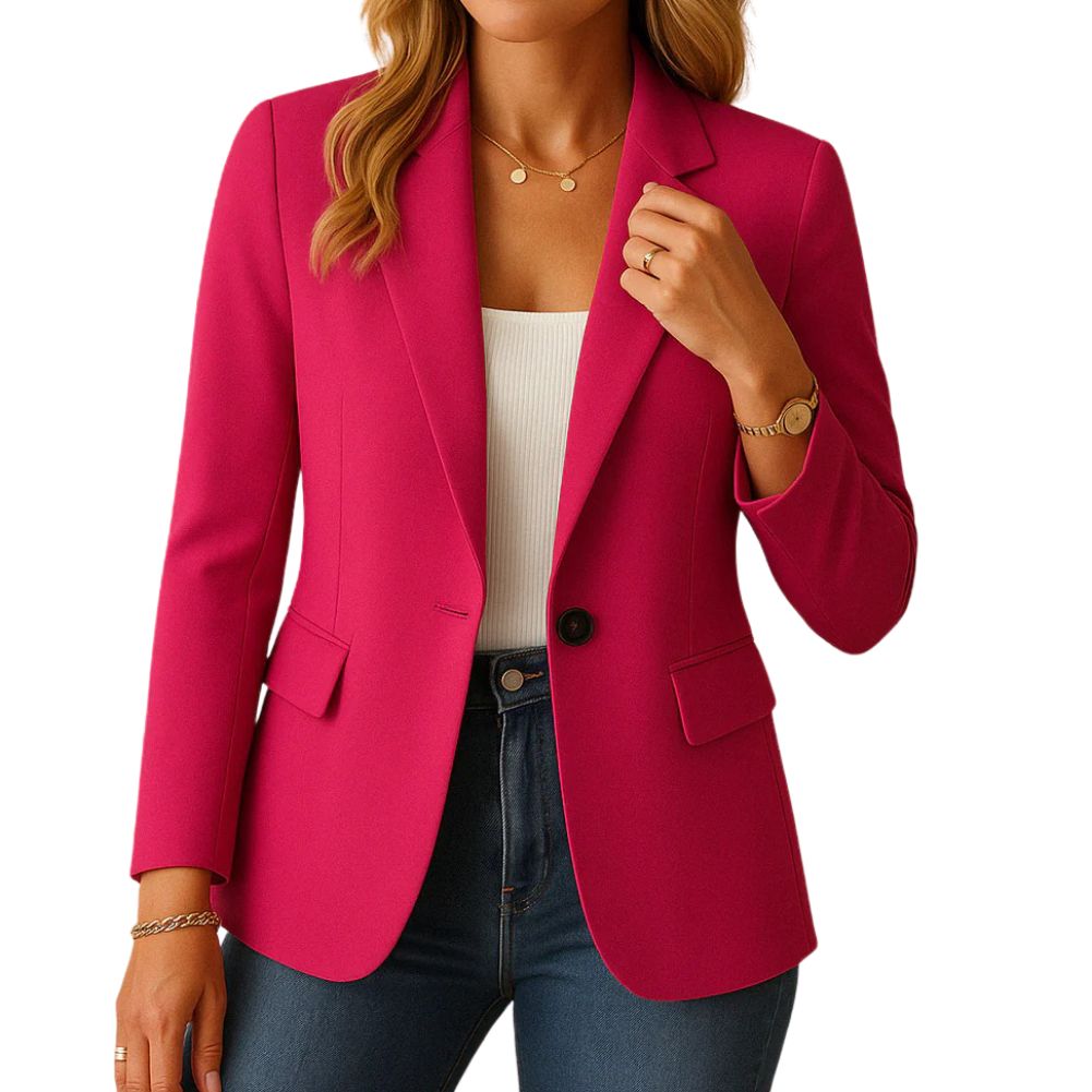 Blazer Femme Stretch Revers Cranté - Rose