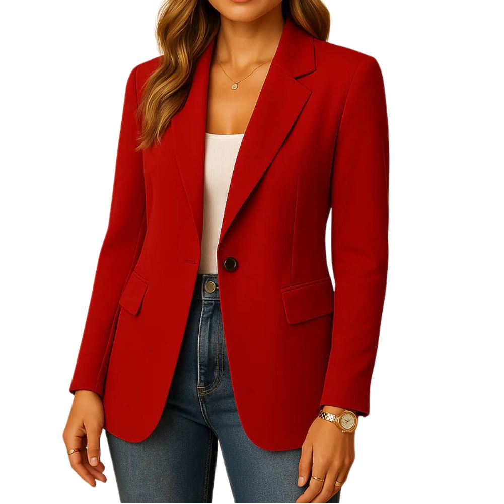 Blazer Femme Stretch Revers Cranté - Rouge
