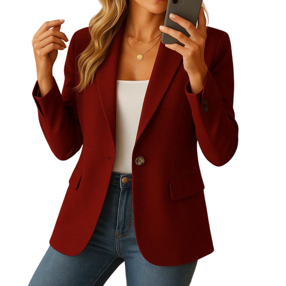 Blazer Femme Stretch Revers Cranté - Bordeaux