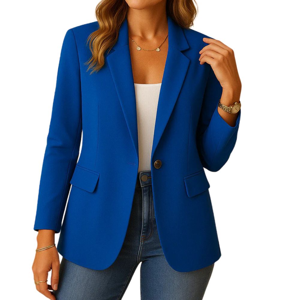 Blazer Femme Stretch Revers Cranté - Bleu