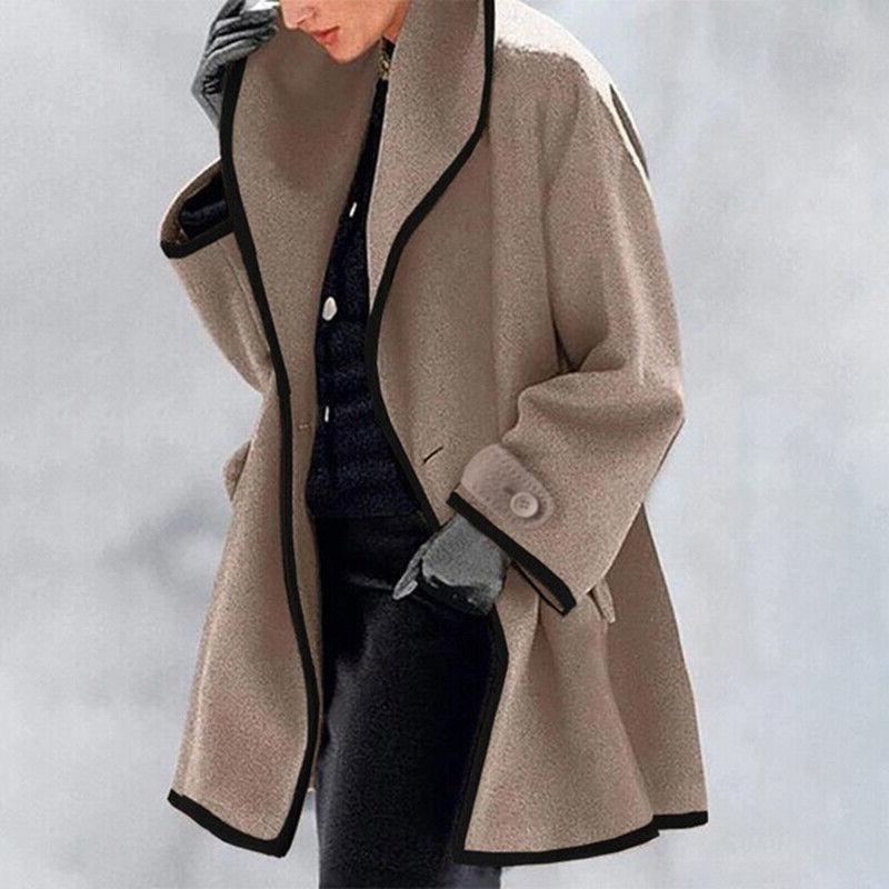 Blazer Oversize en Laine Femme Col Cranté - Kaki