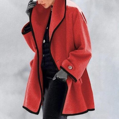 Blazer Oversize en Laine Femme Col Cranté - Rouge