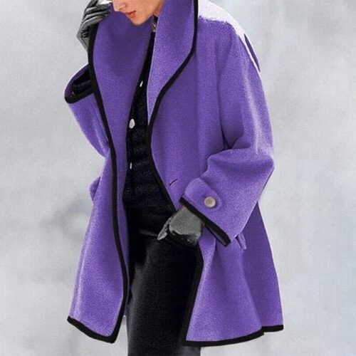 Blazer Oversize en Laine Femme Col Cranté - Violet