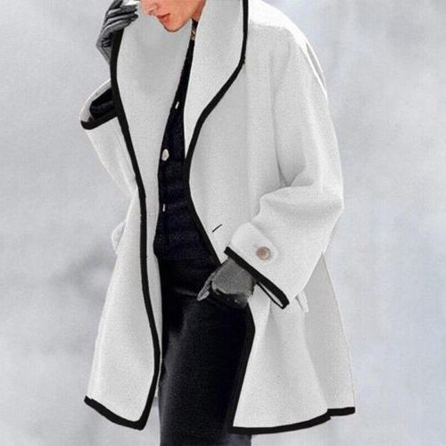 Blazer Oversize en Laine Femme Col Cranté - Blanc