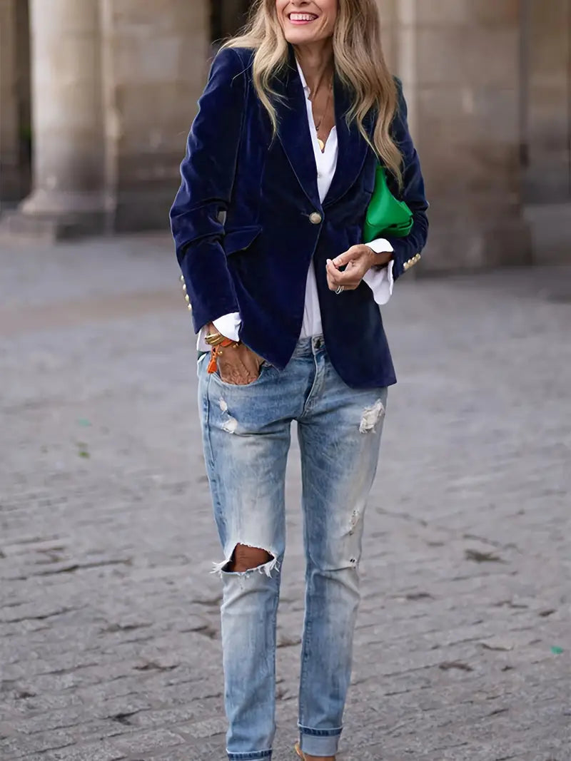 Nicole - Blazer Velours Ajusté