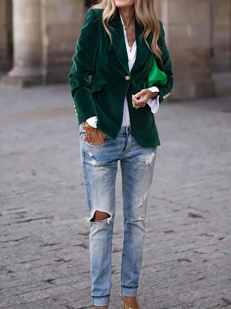 Nicole - Blazer Velours Ajusté