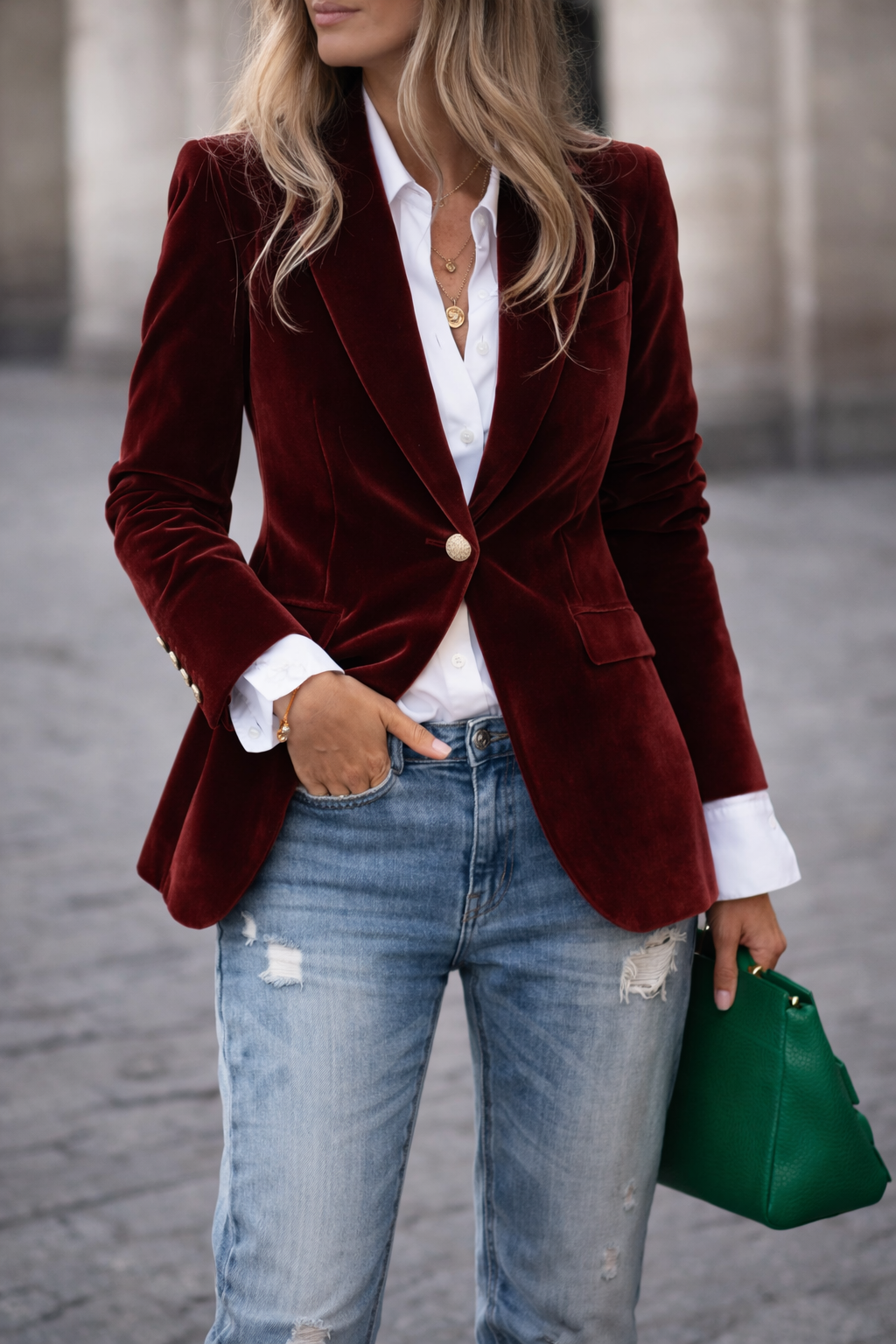 Nicole - Blazer Velours Ajusté
