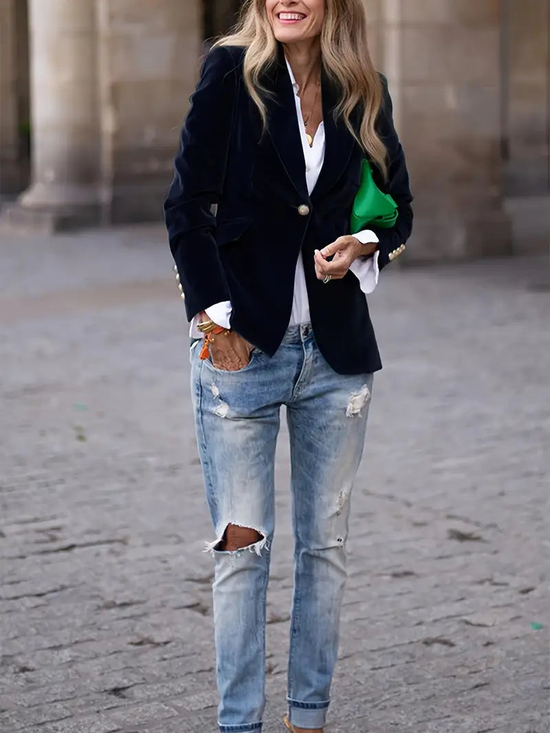 Nicole - Blazer Velours Ajusté