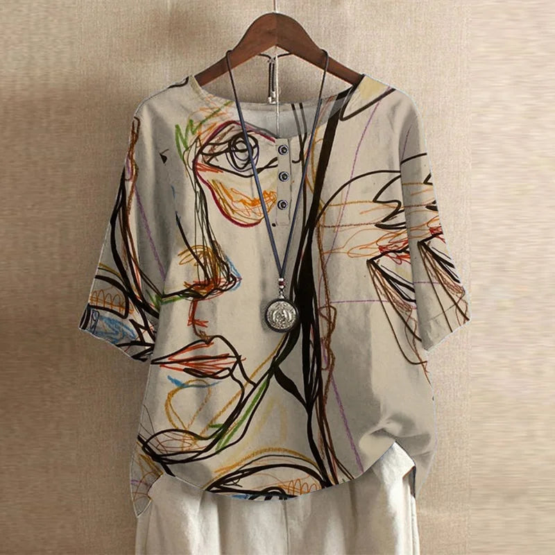 Blouse Fleurie Femme Coupe Ample Motif Vintage