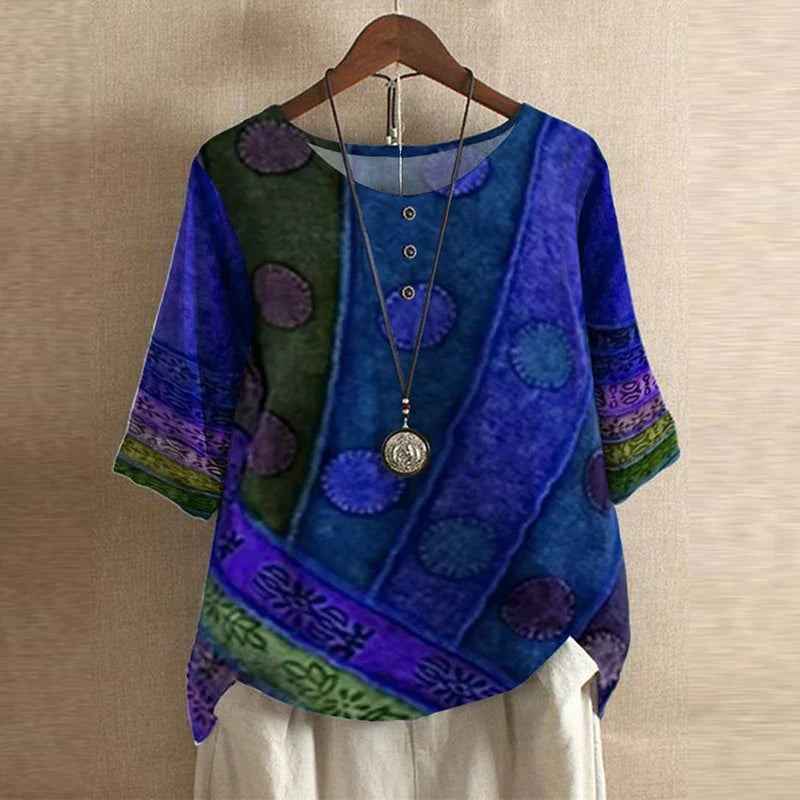 Blouse Fleurie Femme Coupe Ample Motif Vintage
