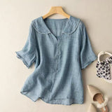 Blouse vintage col festonné boutonnée femme