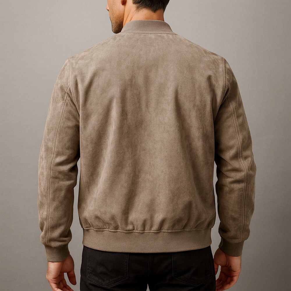 Blouson Bomber Homme en Suédine Zippé