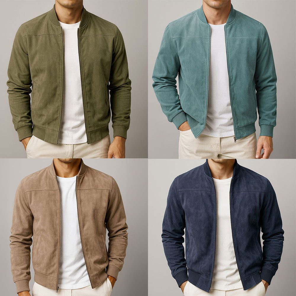 Blouson Bomber Homme en Suédine Zippé