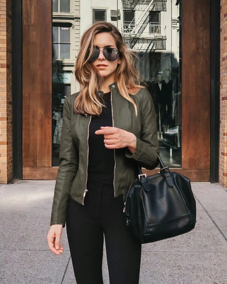 Margaux - Veste Simili Cuir Ajustée