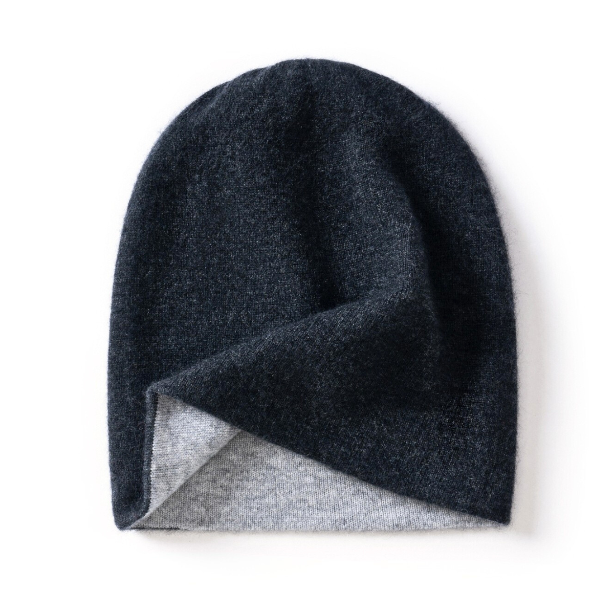 Bonnet en cachemire tricot épais cache-oreilles - Gris