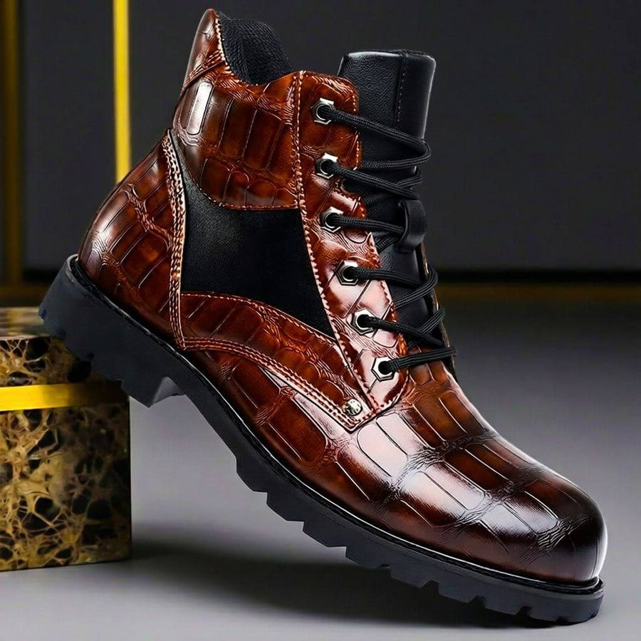 Eugène - Boots Cuir Embossé Lacets