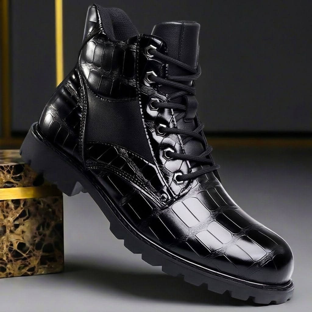 Eugène - Boots Cuir Embossé Lacets