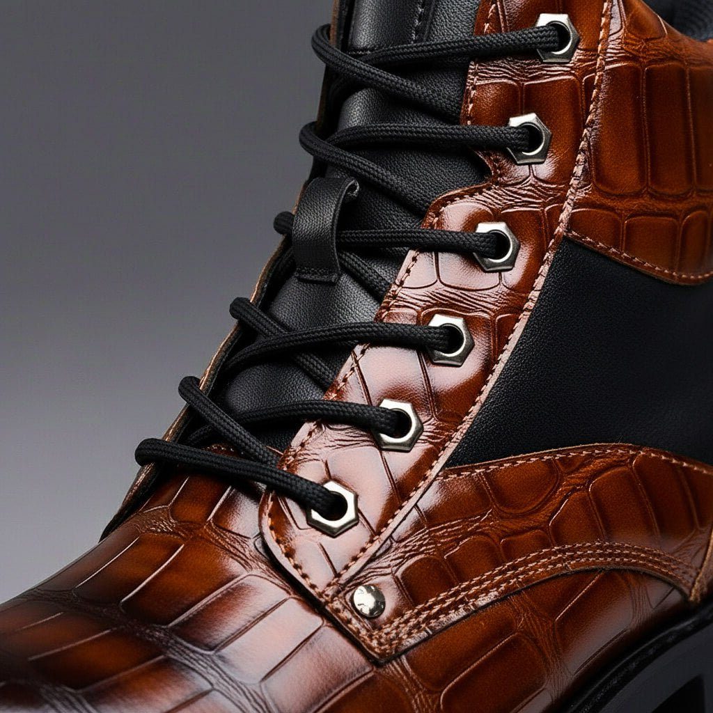 Eugène - Boots Cuir Embossé Lacets
