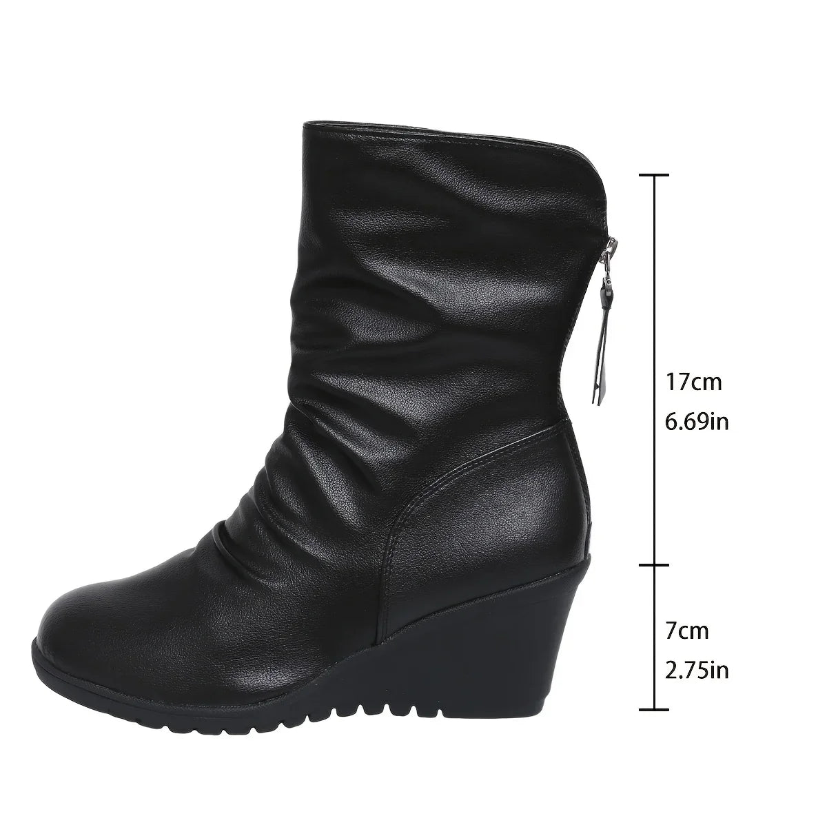 Bottes compensées femme mi-hautes zip cuir