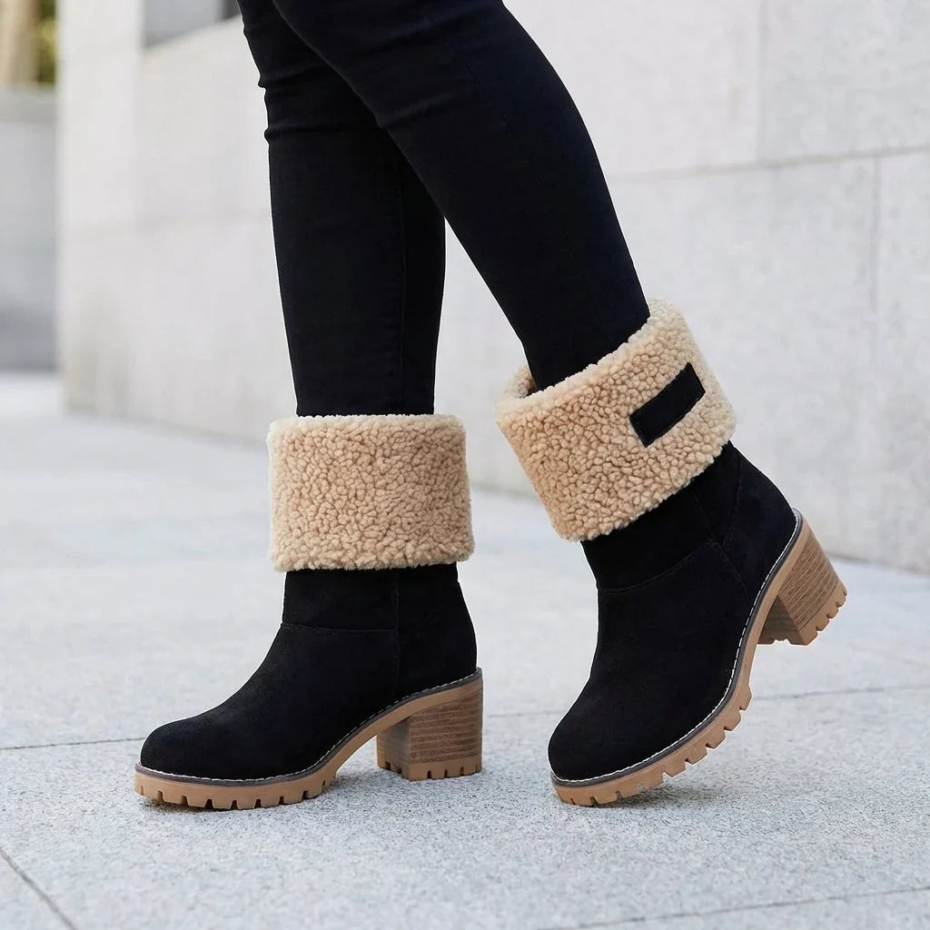 Bottes Daim Femme Fourrées Revers Sherpa