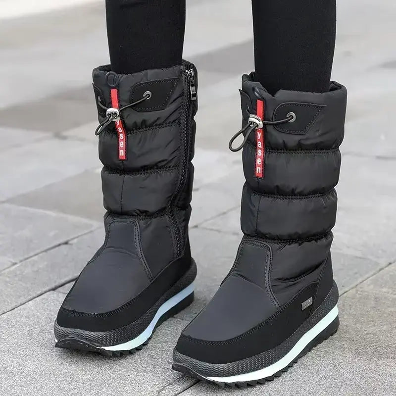 Bottes de Neige Femme Imperméables Fourrées Grand Froid Semelle Crantée