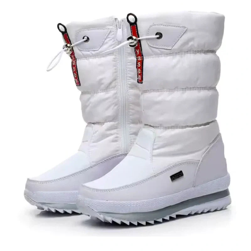 Bottes de Neige Femme Imperméables Fourrées - Blanc