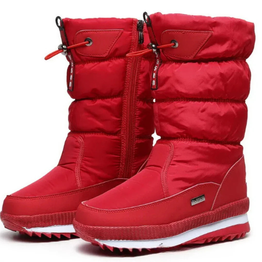 Bottes de Neige Femme Imperméables Fourrées - Rouge