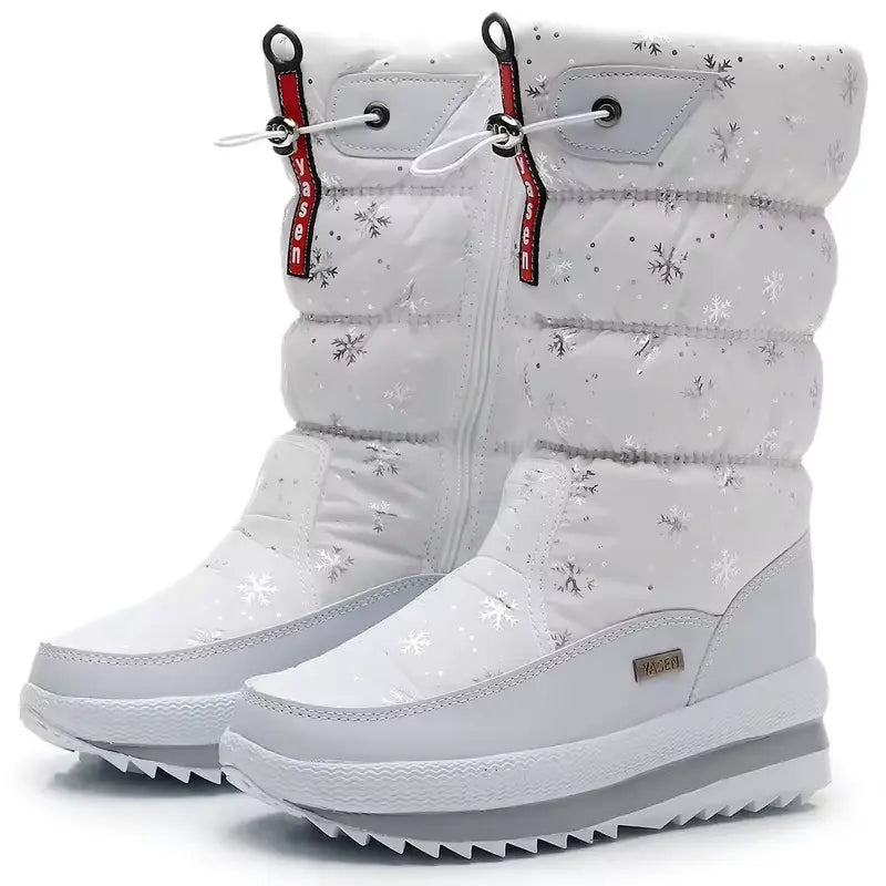Bottes de Neige Femme Imperméables Fourrées - White – Snow