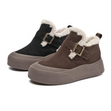 Bottes de neige fourrées en cuir femme