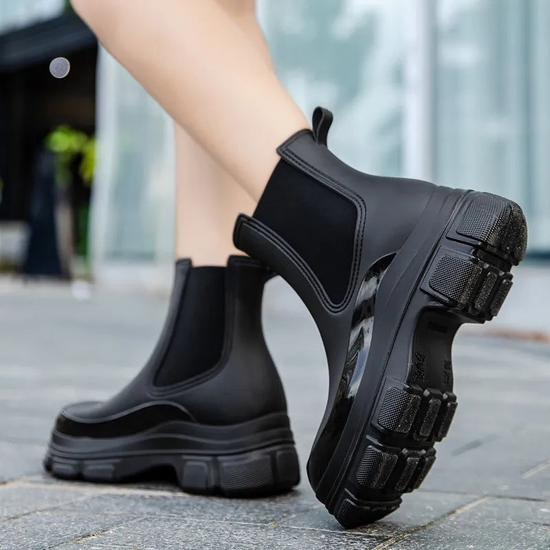 Bottes de pluie femme mi-mollet plateforme imperméables