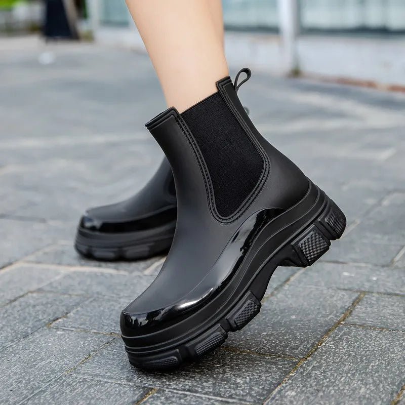 Bottes de pluie femme mi-mollet plateforme imperméables
