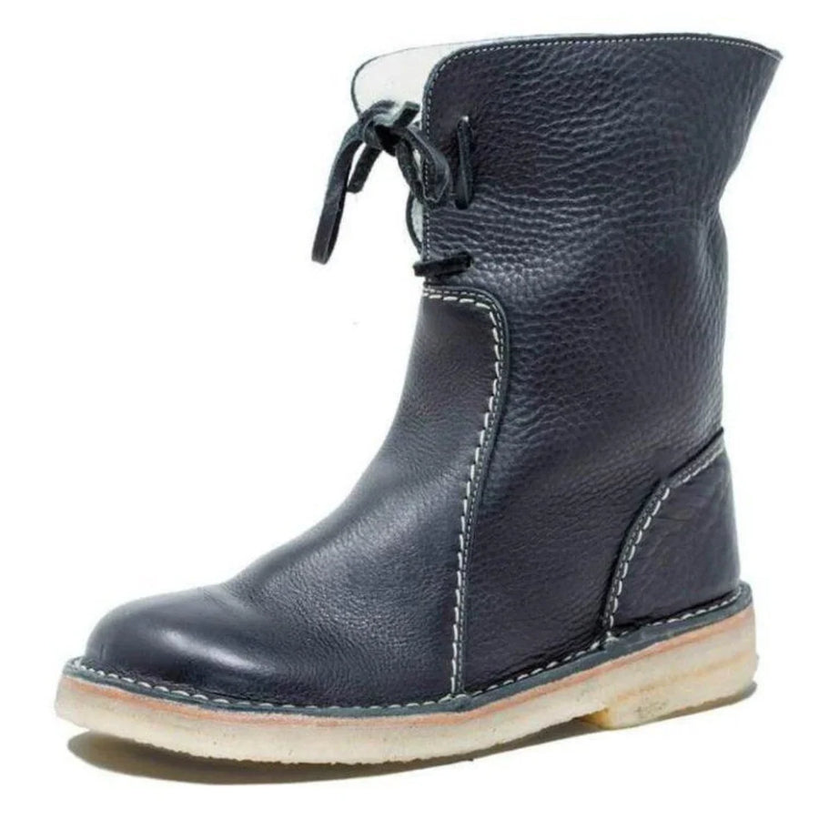 Bottes Fourrées Imperméables Femme Col Rabattable Lacets Hiver