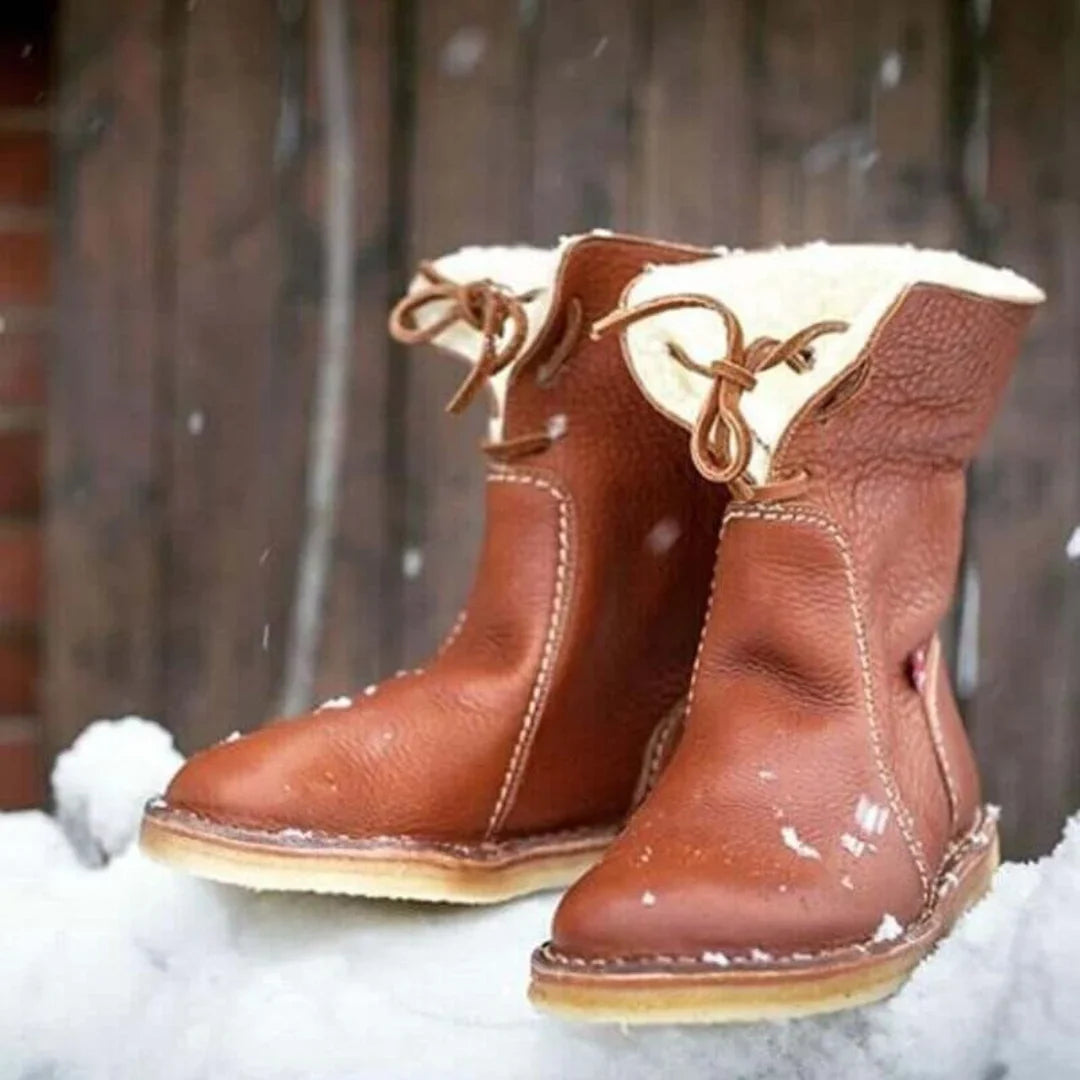 Bottes fourrées imperméables femme col rabattable