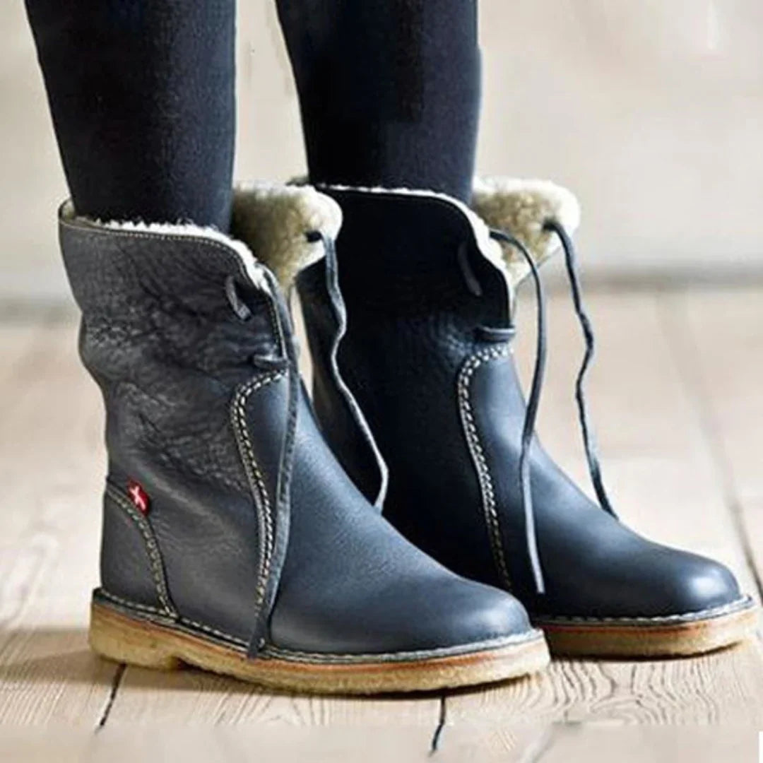 Bottes fourrées imperméables femme col rabattable