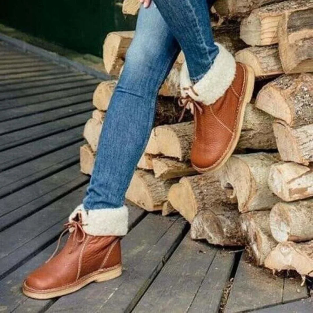 Bottes fourrées imperméables femme col rabattable