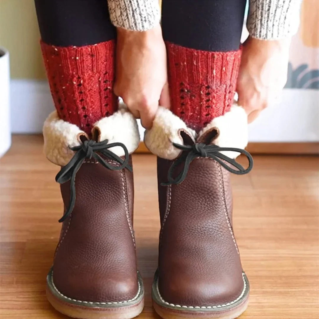 Bottes fourrées imperméables femme col rabattable
