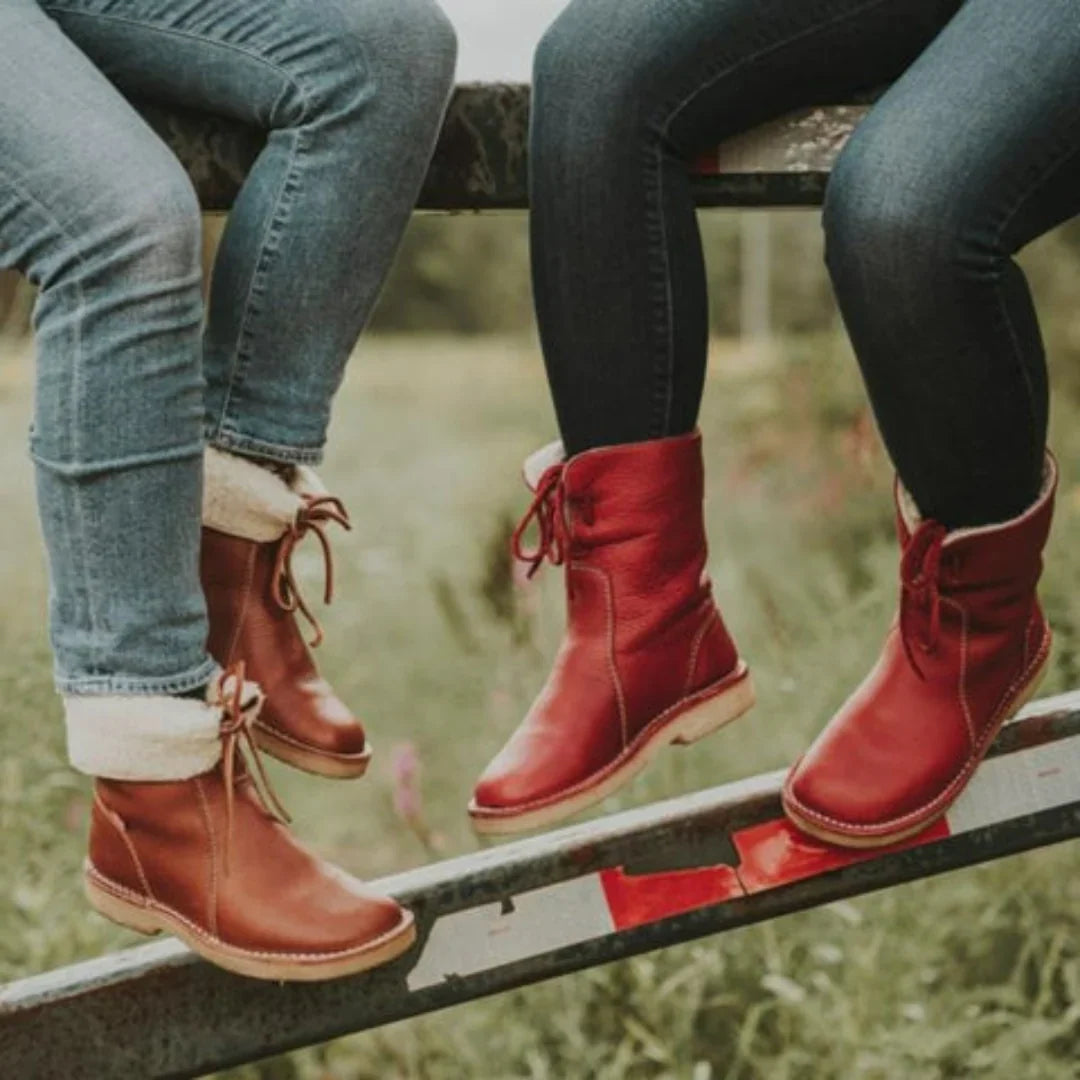 Bottes fourrées imperméables femme col rabattable