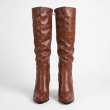 Bottes hautes femme en cuir talon bloc