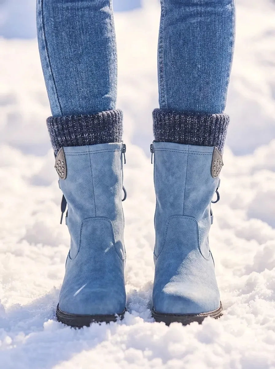 Bottes Imperméables Femme Fourrées Zip Mollet Confort Hiver