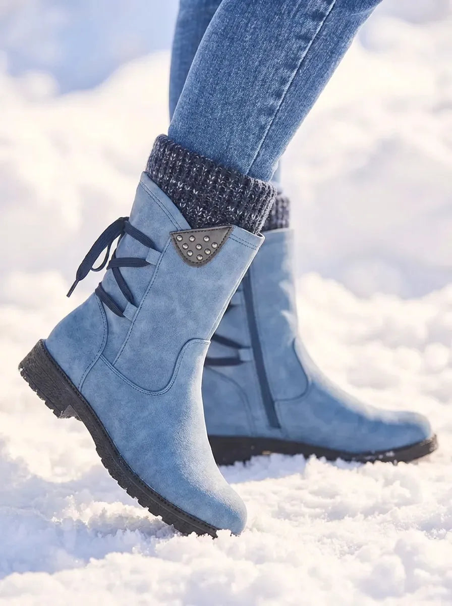 Bottes imperméables femme fourrées zip mollet