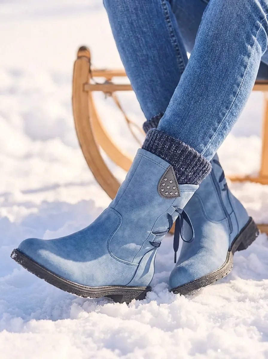 Bottes imperméables femme fourrées zip mollet