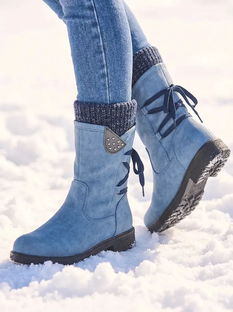 Bottes imperméables femme fourrées zip mollet