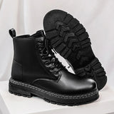 Bottes moto homme en cuir verni noir