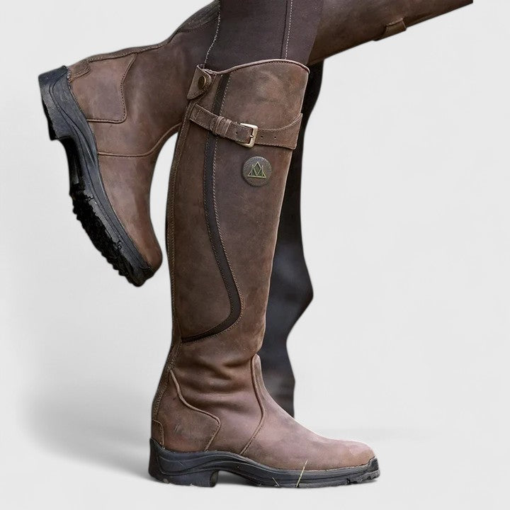 Bottes orthopédiques femme hautes à boucle ajustable - Marron Foncé